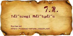 Tószegi Mátyás névjegykártya